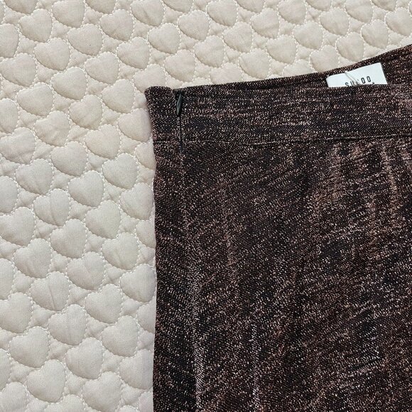 NWT SUBOO Tyra Pleat Panelled Midi Skirt Size M Copper Silver - Picture 8 of 11